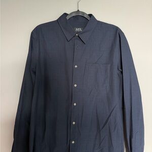A.P.C. Men's Dark Blue Button Down Shirt